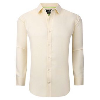 Tom Baine Solid Linen Feel Long Sleeve Button Down