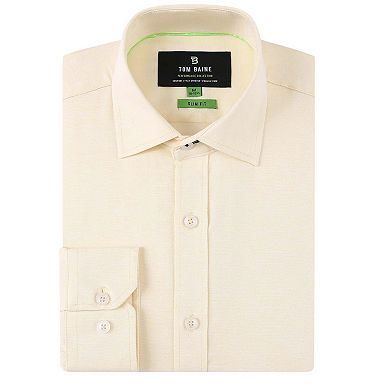 Tom Baine Solid Linen Feel Long Sleeve Button Down