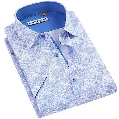 Suslo Couture Mens Four-way Stretch Short Sleeve Polka Dot Shirt