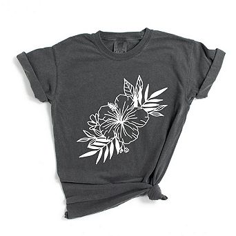 Hibiscus Spray Garment Dyed Tees