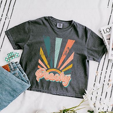 Retro Peachy Relaxed Fit Cropped Tee