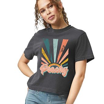 Retro Peachy Relaxed Fit Cropped Tee