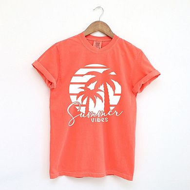 Summer Vibes Palm Trees Garment Dyed Tees