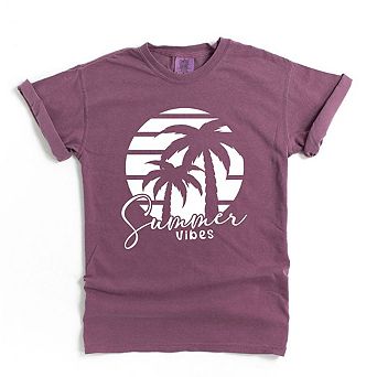 Summer Vibes Palm Trees Garment Dyed Tees