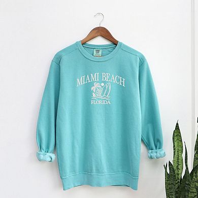 Embroidered Miami Beach Florida Garment Dyed Sweatshirt