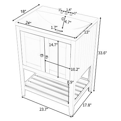 Merax Modern Sleek Bathroom Vanity Whit Ceramic Sink