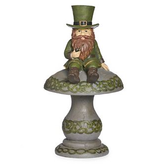 Roman 16.5 in LED Solar Light Leprechaun Mushroom Garden Statue