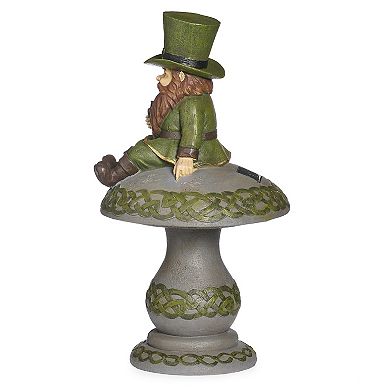 Roman 16.5-in. LED Solar Light Leprechaun Mushroom Garden Statue