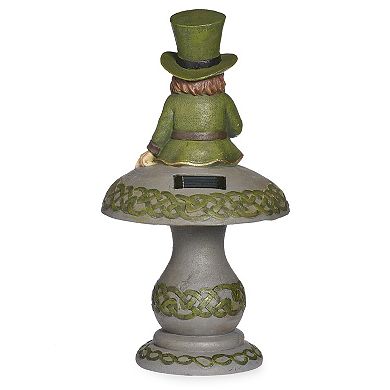 Roman 16.5-in. LED Solar Light Leprechaun Mushroom Garden Statue