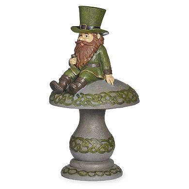 Roman 16.5-in. LED Solar Light Leprechaun Mushroom Garden Statue