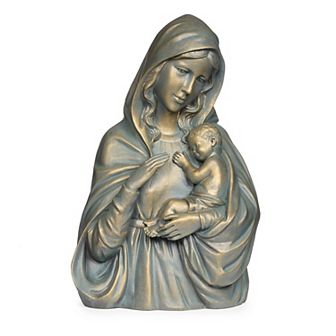 Roman 14.25 in Bronze Madonna & Child Statue