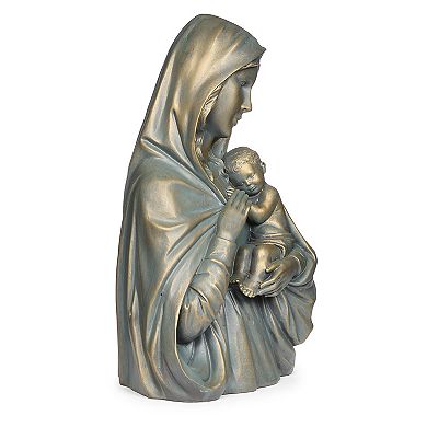 Roman 14.25-in. Bronze Madonna & Child Statue