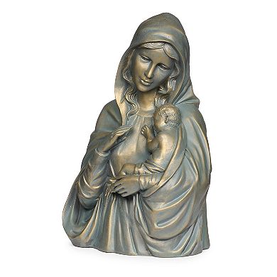 Roman 14.25-in. Bronze Madonna & Child Statue