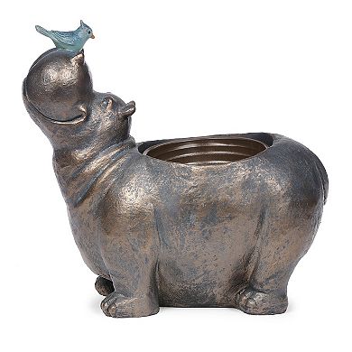 Roman 13-in. Hippo Bird Planter