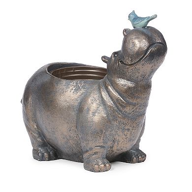 Roman 13-in. Hippo Bird Planter