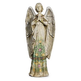 Roman 24 in Praying Angel Garden Statue with Rose Design on Gown