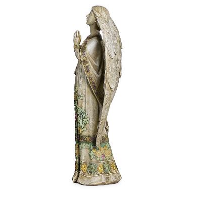 Roman 24-in. Praying Angel Garden Statue with Rose Design on Gown