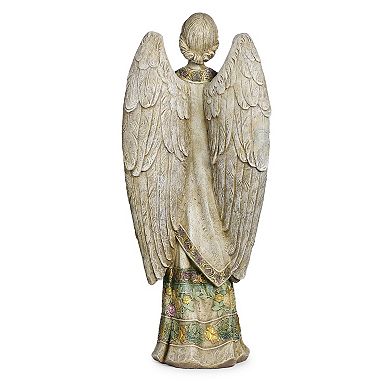 Roman 24-in. Praying Angel Garden Statue with Rose Design on Gown