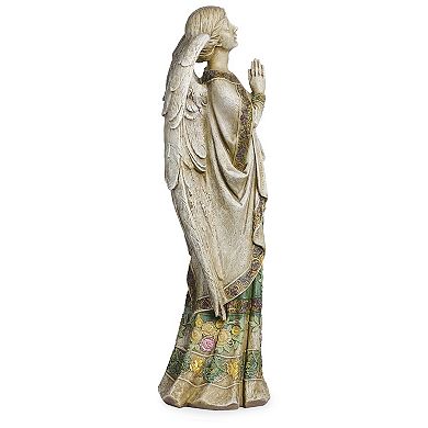 Roman 24-in. Praying Angel Garden Statue with Rose Design on Gown