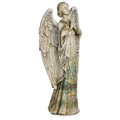 Roman 24-in. Praying Angel Garden Statue with Rose Design on Gown