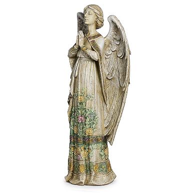 Roman 24-in. Praying Angel Garden Statue with Rose Design on Gown