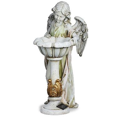 Roman 23-in. Solar Angel Birdbath Garden Statue