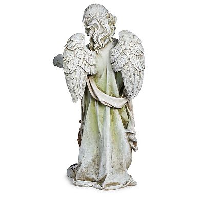 Roman 23-in. Solar Angel Birdbath Garden Statue