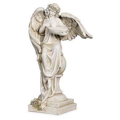 Roman 20-in. Angel with Birdbath & Flowers Garden Statue