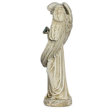 Roman 20-in. Angel with Two Birds Garden Statue