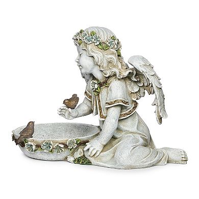 Roman 10.75-in. Solar Angel Bird Bath Statue 