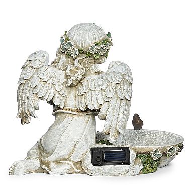 Roman 10.75-in. Solar Angel Bird Bath Statue 