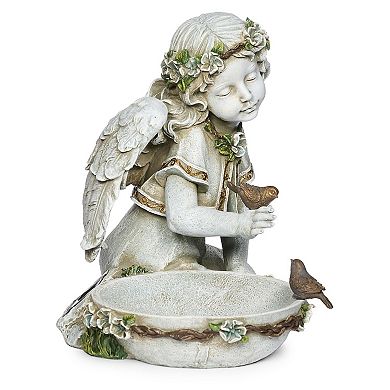Roman 10.75-in. Solar Angel Bird Bath Statue 
