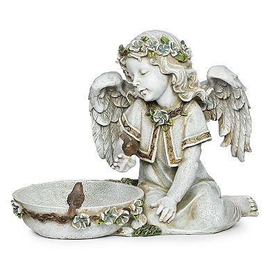Roman 10.75-in. Solar Angel Bird Bath Statue
