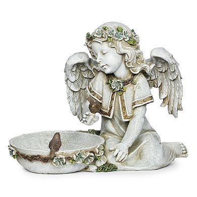 Roman 10.75-in. Solar Angel Bird Bath Statue 