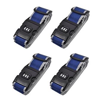 Luggage Straps Suitcase Belts With Buckle, Combination Lock, Travel Accessories, 4 pc