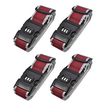 Luggage Straps Suitcase Belts With Buckle, Combination Lock, Travel Accessories, 4 pc