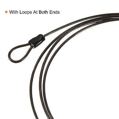 2.5mmx0.5m Coated Security Steel Cable Luggage Lock Wire Rope Double Loop 2 Pack