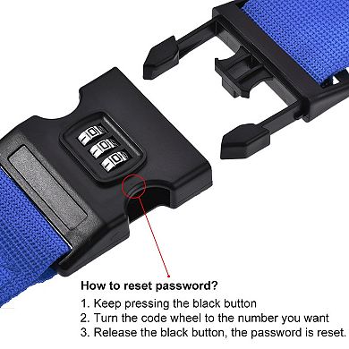 Luggage Straps Suitcase Belts With Buckle, Combination Lock, Adjustable 4pcs