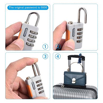 Luggage Cable Lock 4 Digit Combination Padlock With 3.3ft Spring Cable