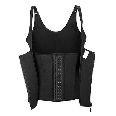 Zippered Waist Trainer Corset Body Shaper With Adjustable Straps
