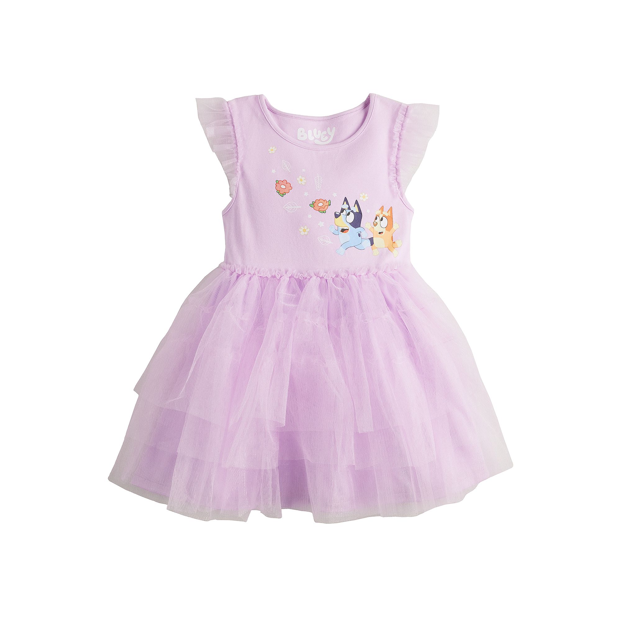 Girls 4-8 Bluey And Bingo Chasing Flowers Tutu Dress, Girls, Light Purple
