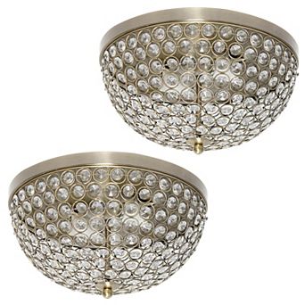 Lalia Home Classix Crystal Glam 13 in 2-Light Dome Flush Mount Ceiling Light Set of 2