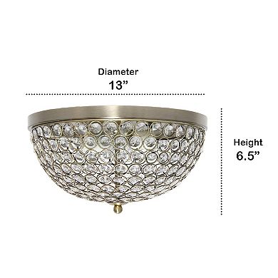 Lalia Home Classix Crystal Glam 13-in. 2-Light Dome Flush Mount Ceiling Light Set of 2