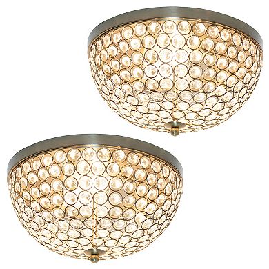 Lalia Home Classix Crystal Glam 13-in. 2-Light Dome Flush Mount Ceiling Light Set of 2