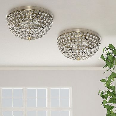 Lalia Home Classix Crystal Glam 13-in. 2-Light Dome Flush Mount Ceiling Light Set of 2