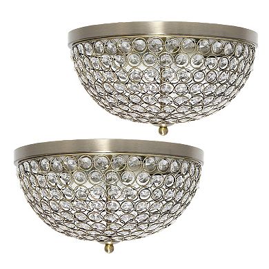 Lalia Home Classix Crystal Glam 13-in. 2-Light Dome Flush Mount Ceiling Light Set of 2