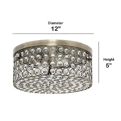 Lalia Home Classix Crystal Glam 12-in. 2-Light Round Flush Mount Ceiling Light