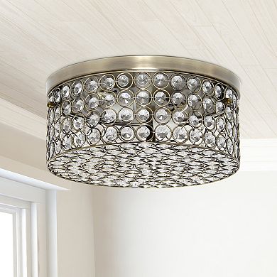 Lalia Home Classix Crystal Glam 12-in. 2-Light Round Flush Mount Ceiling Light