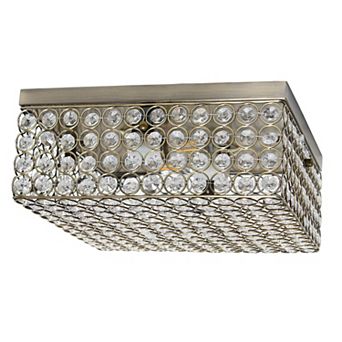 Lalia Home Classix Crystal Glam 12 in 2-Light Square Flush Mount Ceiling Light