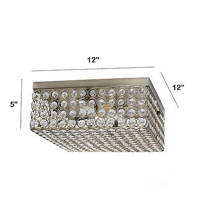 Lalia Home Classix Crystal Glam 12-in. 2-Light Square Flush Mount Ceiling Light